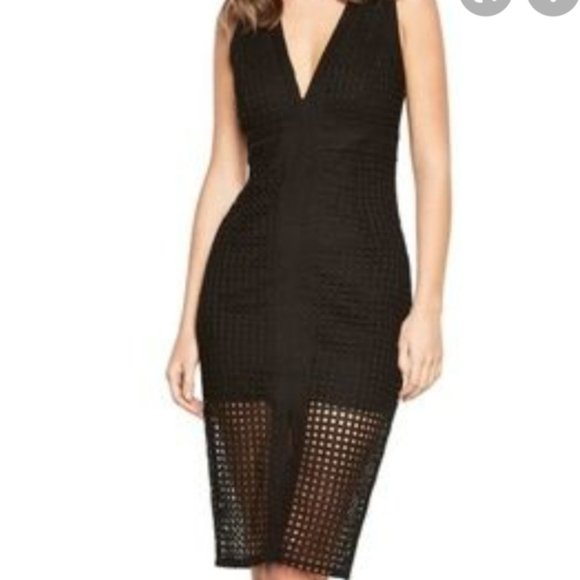 Dex Dresses & Skirts - Dex Sleeveless Black Crochet Eyelet Midi Dress